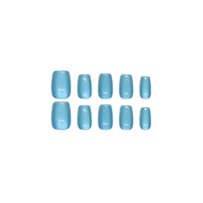 Nail Tips  prefabricated nail, press on nails removable cat eye pure sea blue fairy air nail piece short T nail patch ｜365nails
