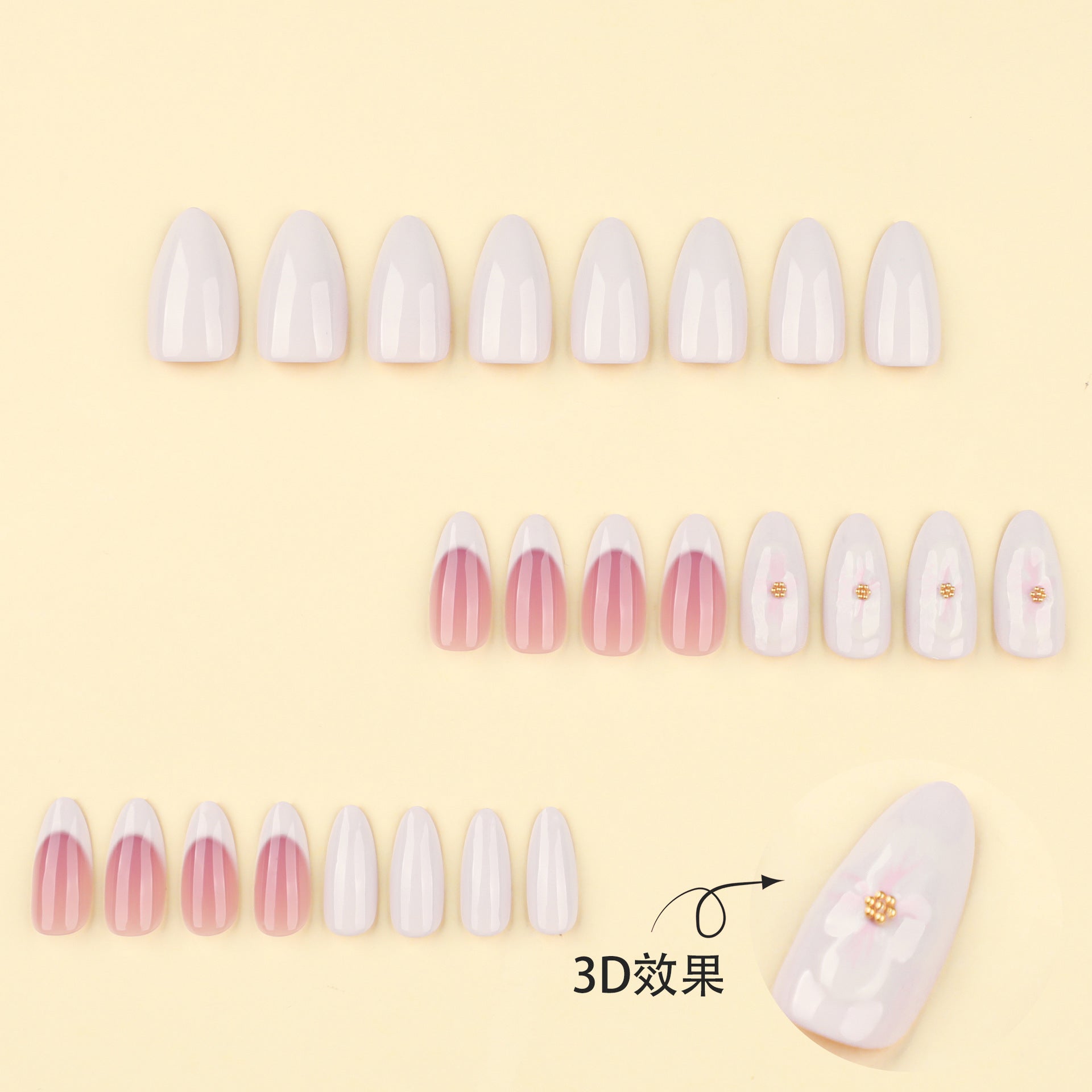 "Classic French & 3D Blossom" - Precision Crafted Press-On Nails
