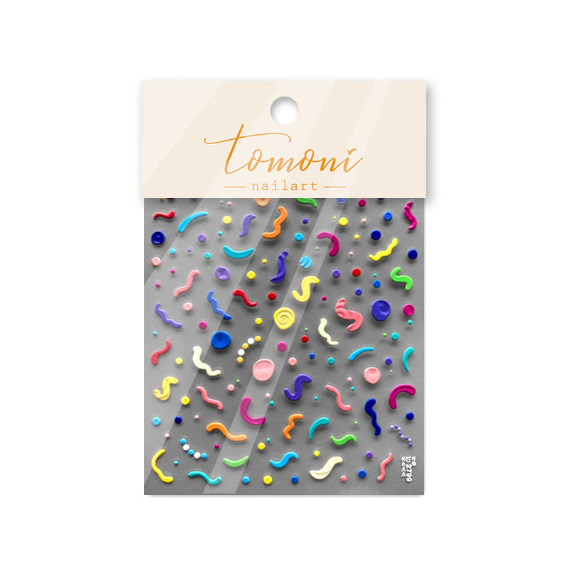 365nails: "Colorful Squiggle Dots Abstract" –Nail Art Stickers