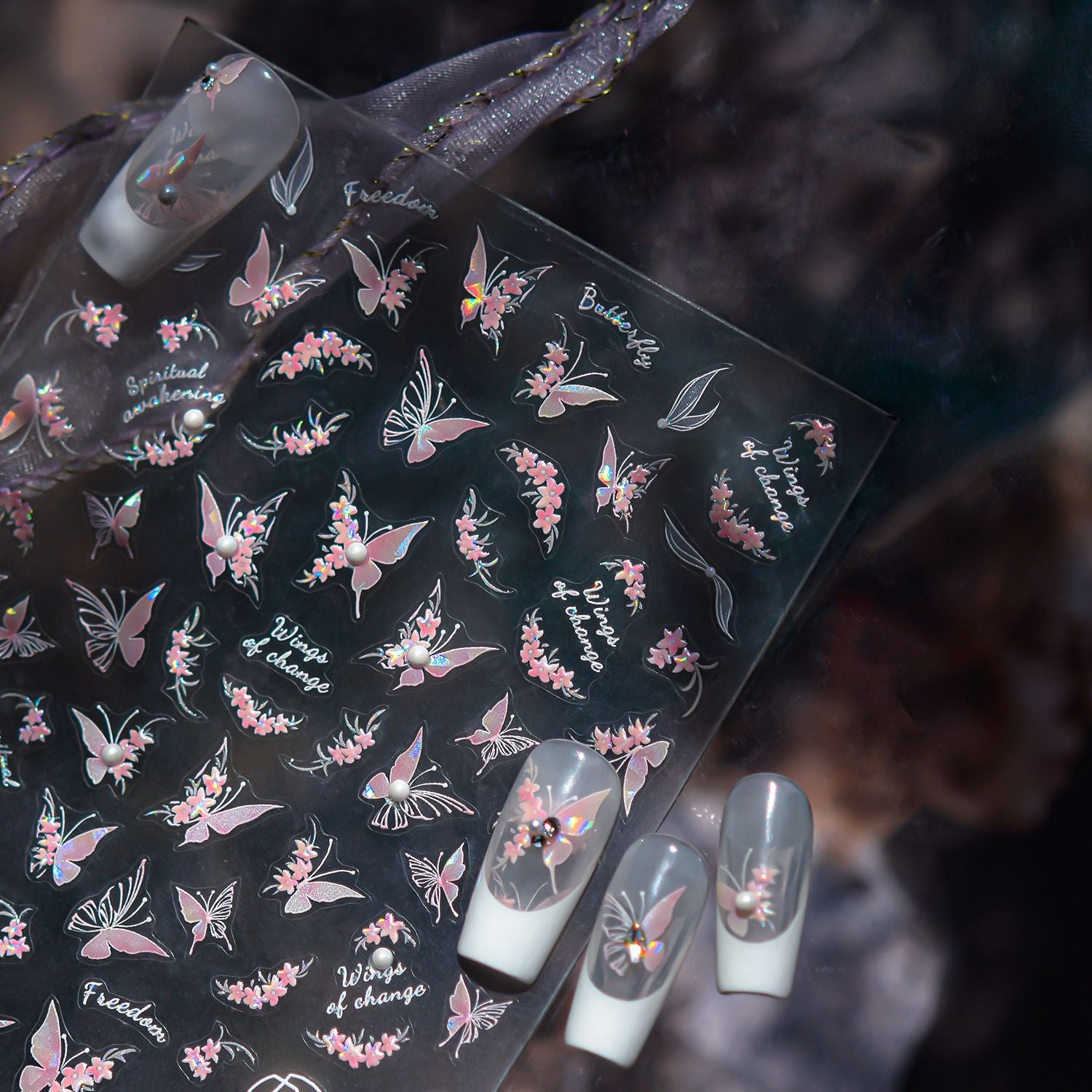 365nails: "Pearl Pink Crystal Butterfly" – nail art stickers