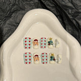 Plaid Heart & Santa Christmas Press‑On Nails – Mint Green and Red Short Design