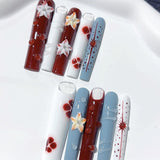 Warm Retro Floral Art Extra Long Press On Nails