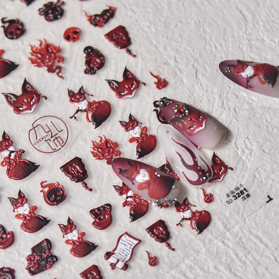 365nails: "Kitsune and Traditional Chinese Ornament" – nail art stickers