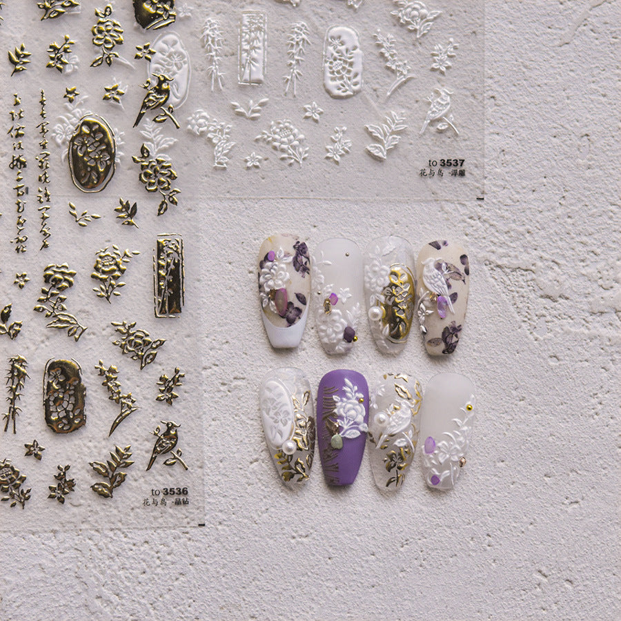 New Gold Foil Floral – Luxe Chinese Style Nail Art Set