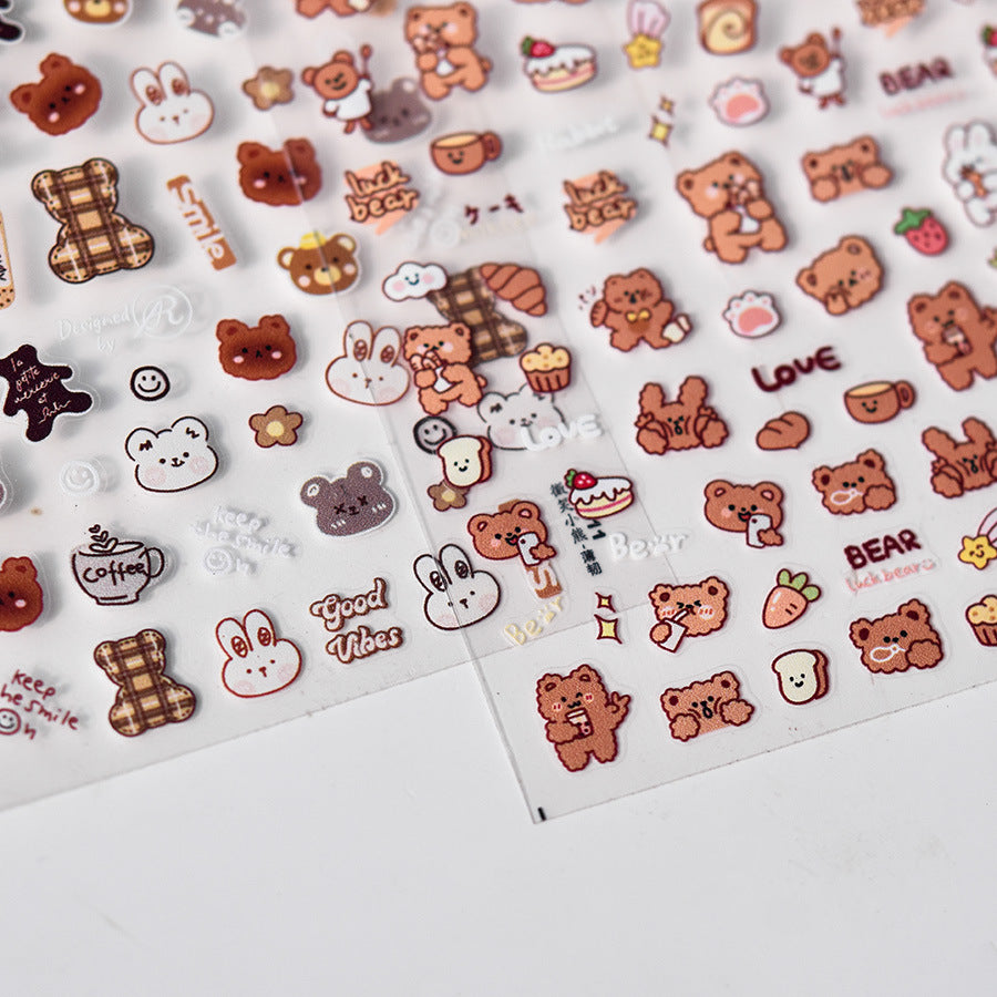 365nails: "Ours kawaii douillet et miel" – Autocollants pour ongles