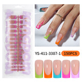 Nail Tips French press on nails  explosion five-color rectangular versatile removable patch manicure 150 pieces fake nail piece