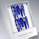 Royal Blue Crystal Lattice Press On Nails