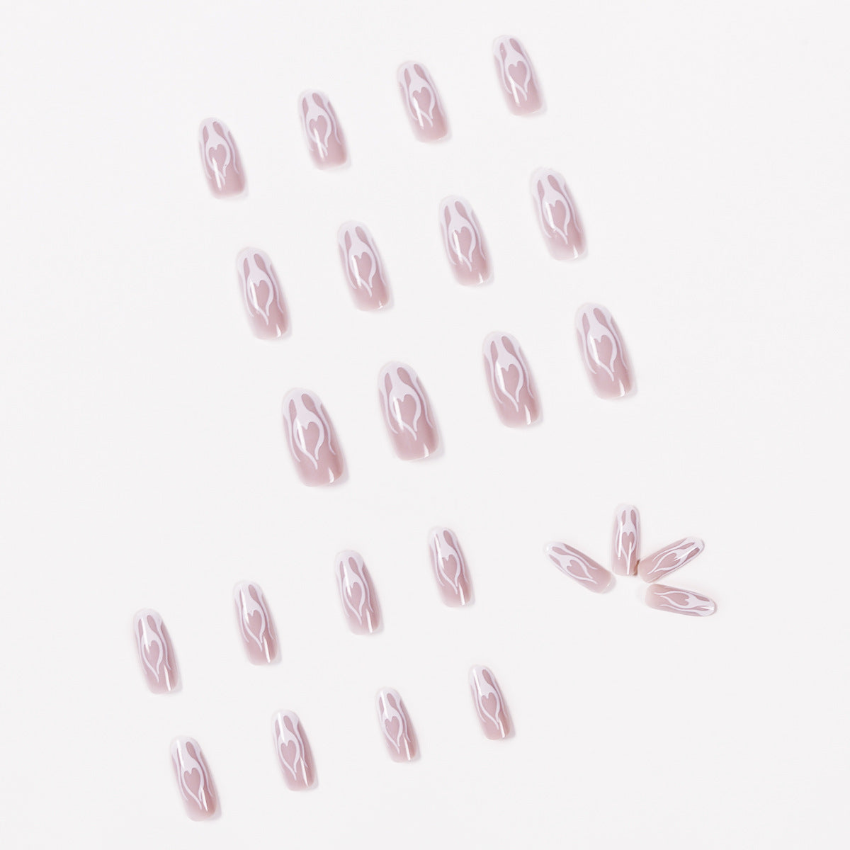 直供白色火焰柔和款成品穿戴甲／美甲貼片，可拆卸｜365nails
