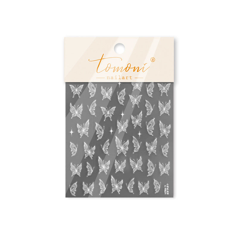 365nails: "white embossed butterfly" – Nail Art Stickers