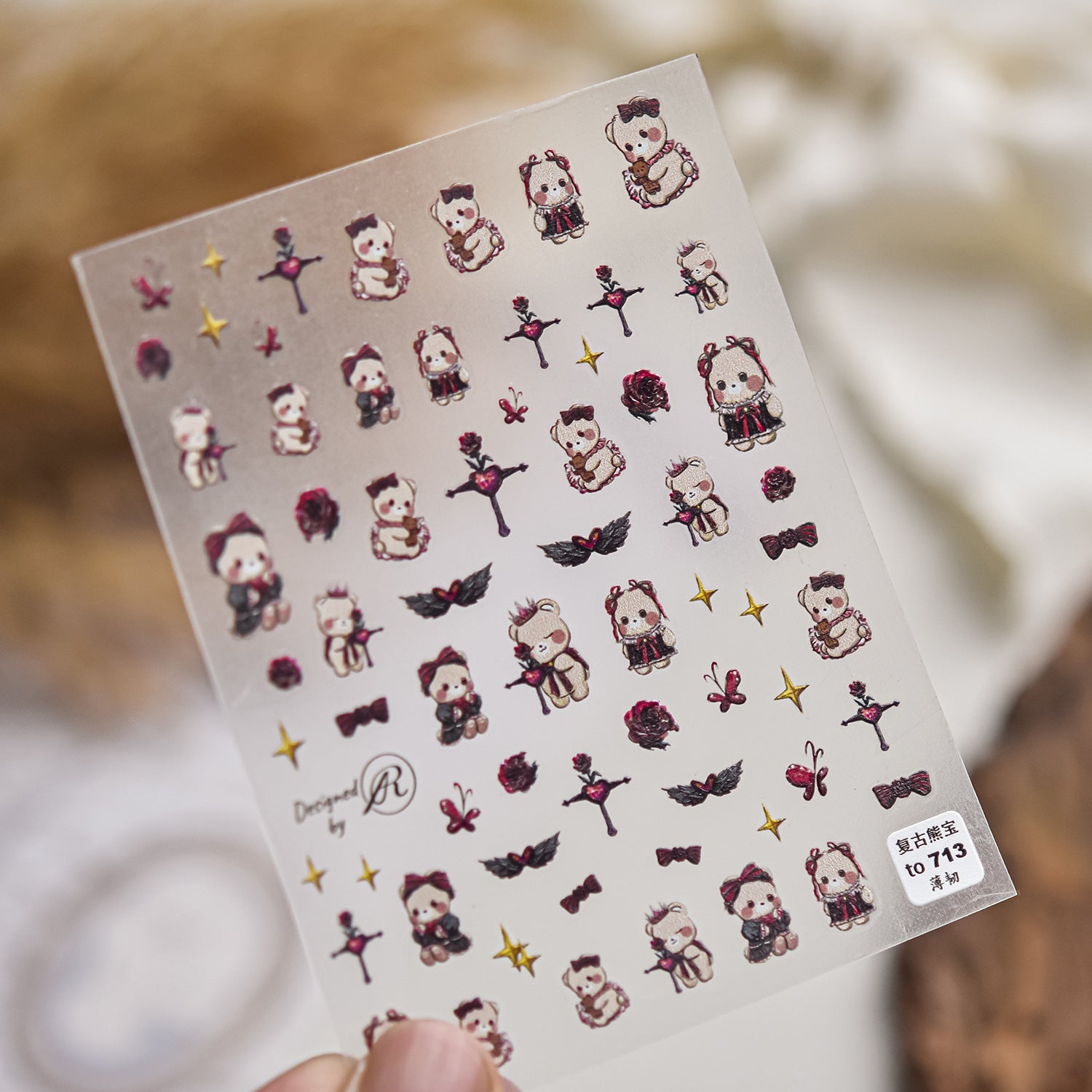 Luxury Teddy Bear: "Big Head Teddy" – 3D Embossed Nail Sticker