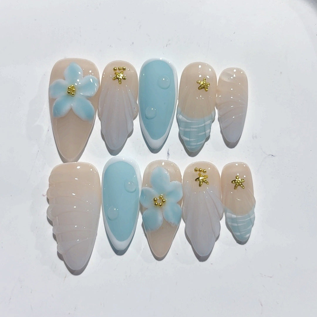 Cloud Dream: "Sky Blossom" – Unhas Postiças Amêndoa