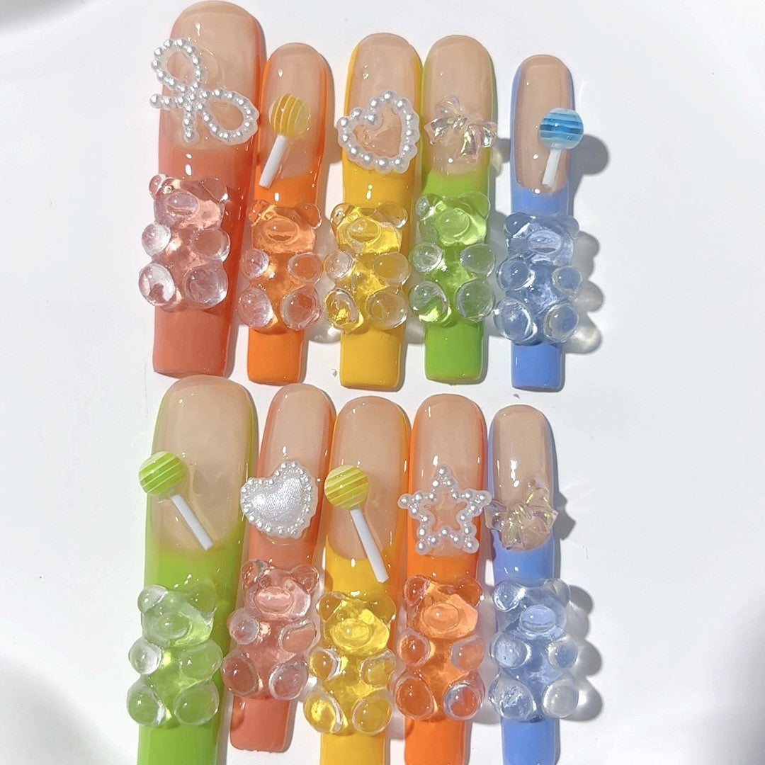Colorful Candy Bear Jelly Cute Press On Nails