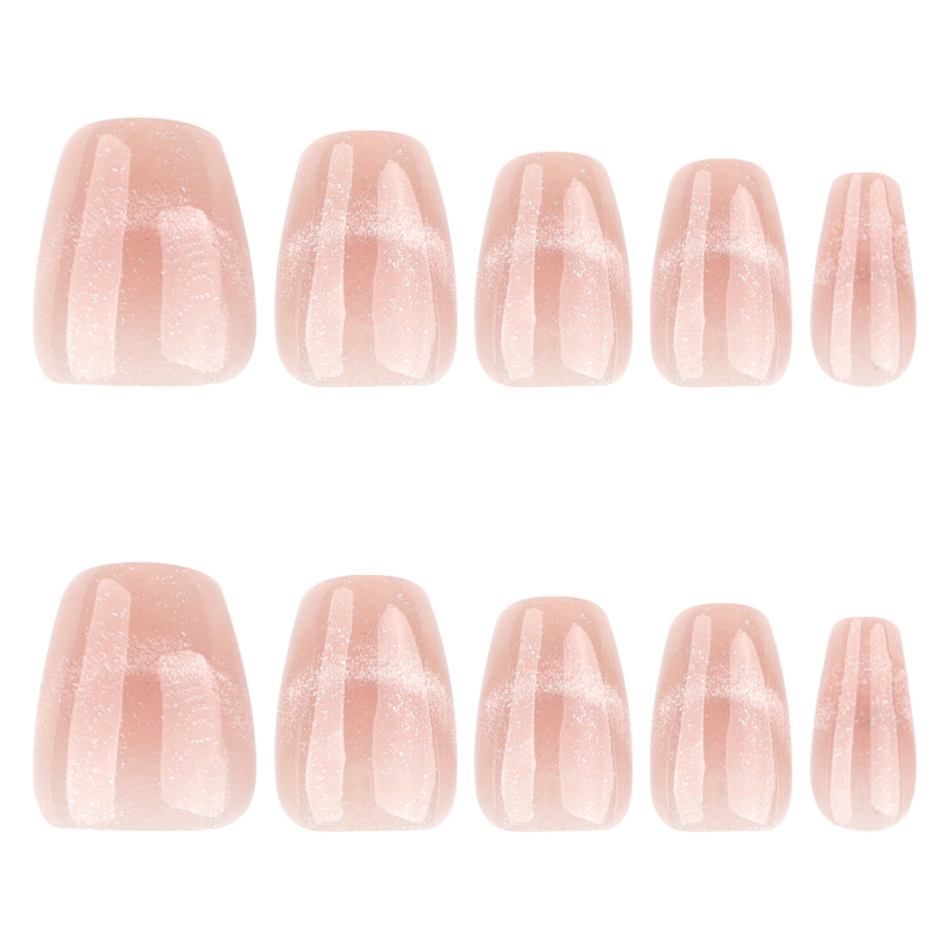 Soft Nude Gradient Glitter Squoval Press On Nails Set