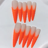 Neon Orange Gradient Textured Statement Press On Nails