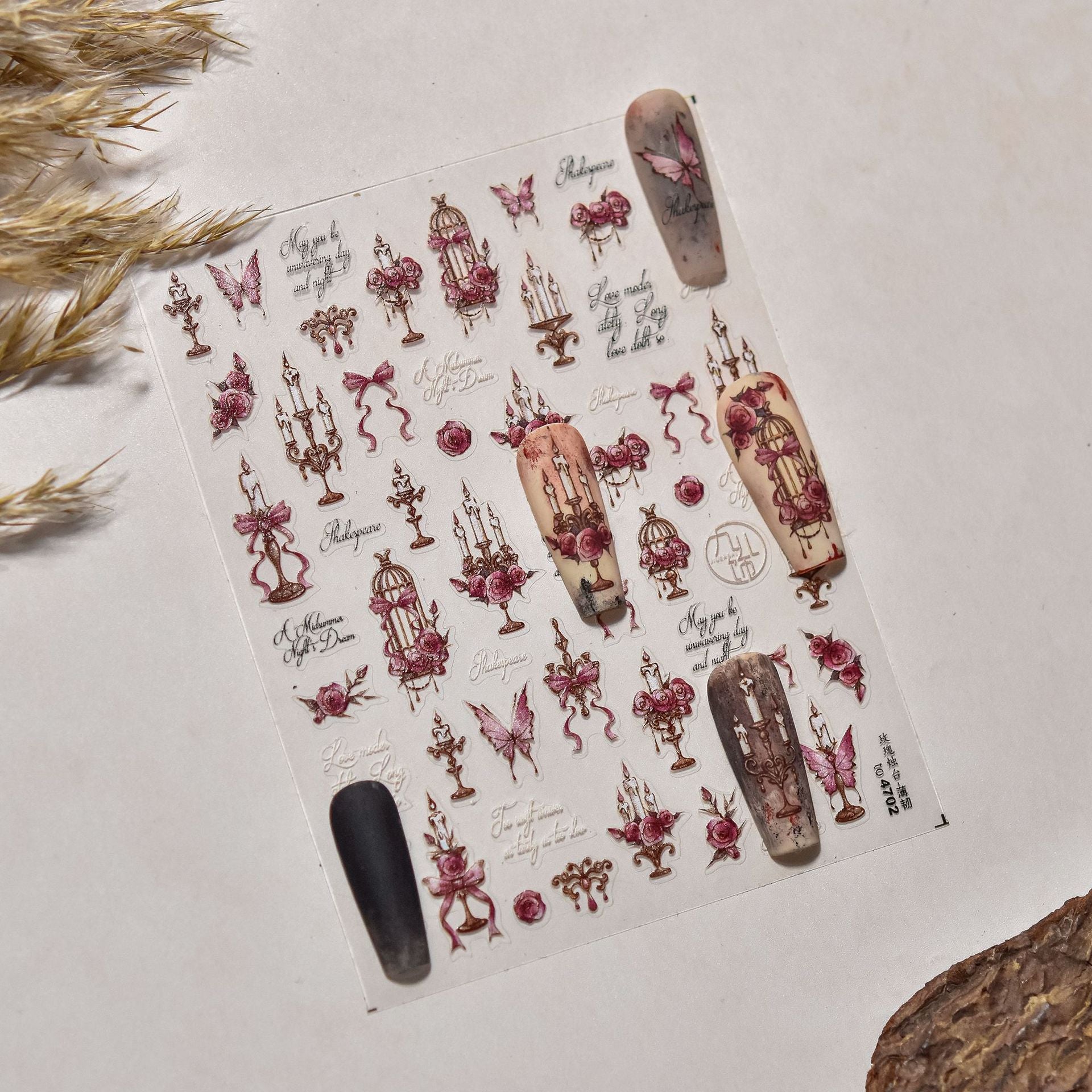 365nails: "coelho vintage e renda de laço" – Adesivos para Unhas