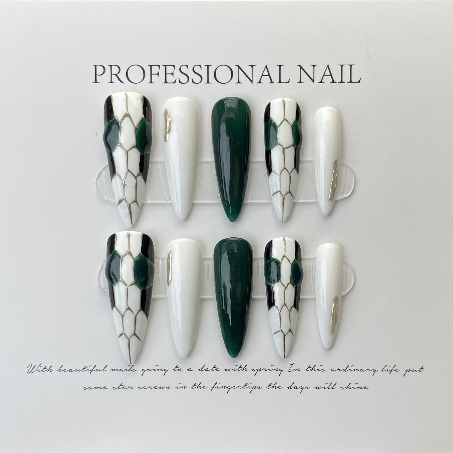 handmade real shot] New press-on nails snakehead nail art advanced light luxury super white nail art tall temperament | 365nails