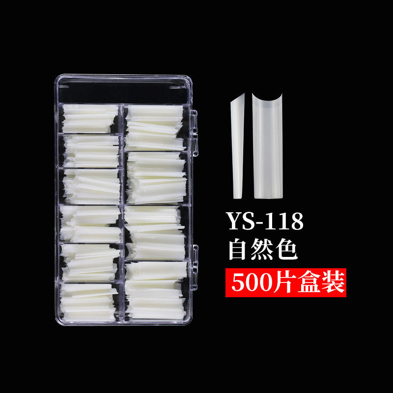 Nail Tips Nail plate semi-sticker, light sticker, lengthened XXXL water pipe nail NO C arc, light French manicure, transparent fake nail