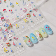 365nails: "Gato Iridescente & Campo de Flores Silvestres" – Adesivos para Unhas