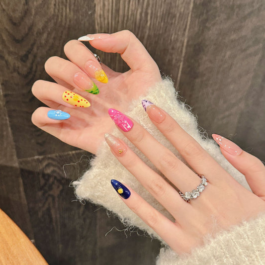 New handmade phototherapy press-on nails almond small fresh finished product | 365nails