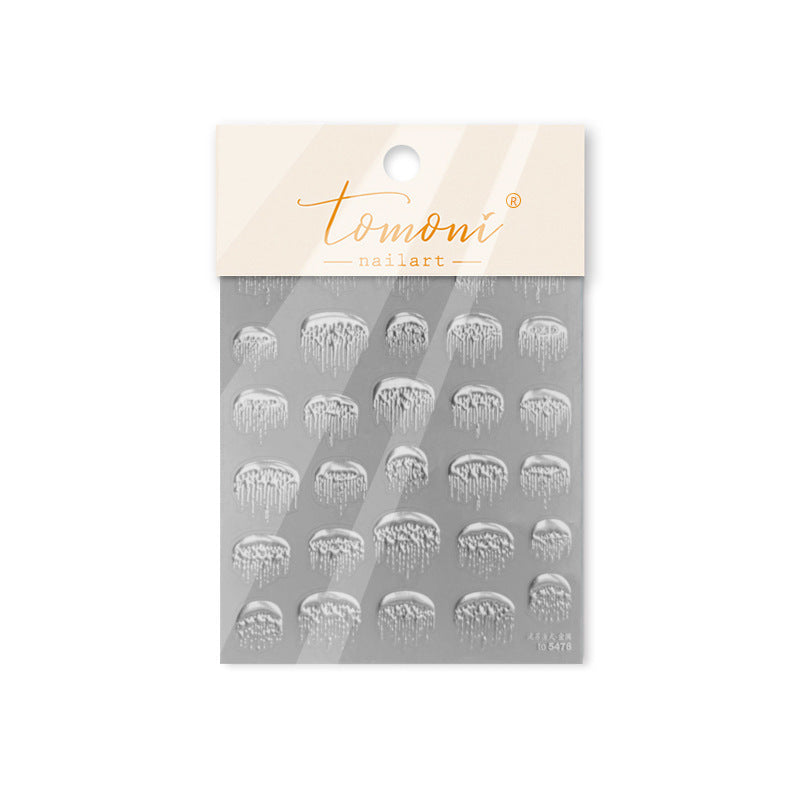 365nails: 홀로그램 프렌치 팁 드립 입체 세트 네일 스티커
