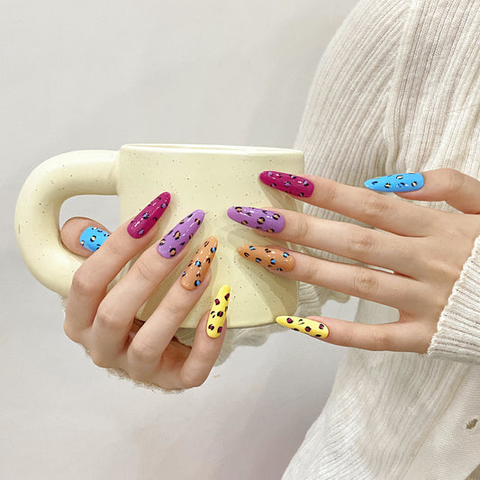 Handmade press-on nails eggshell spotted texture nail net red with the same Japanese nail sticker | 365nails