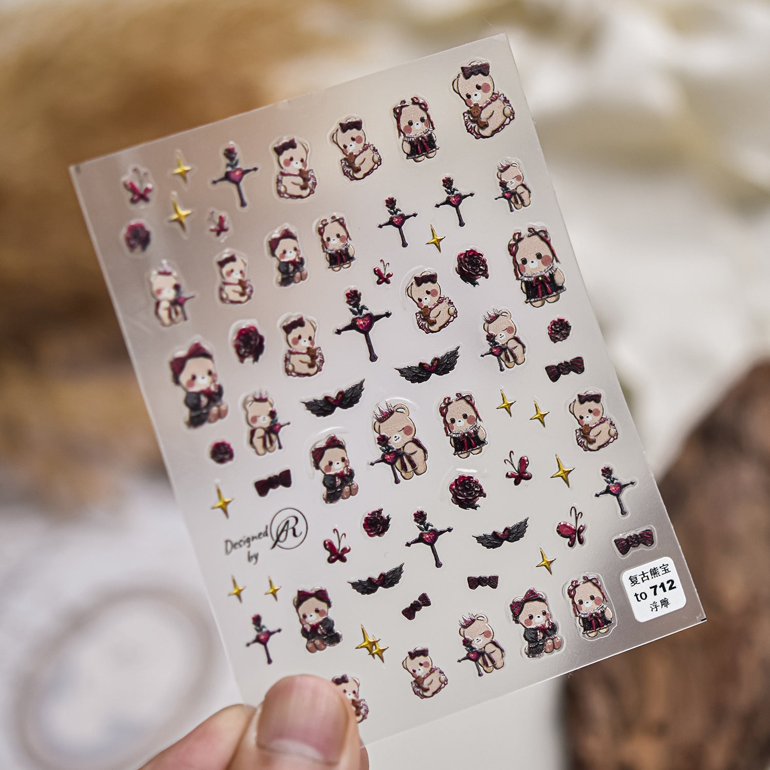 Luxury Teddy Bear: "Big Head Teddy" – 3D Embossed Nail Sticker