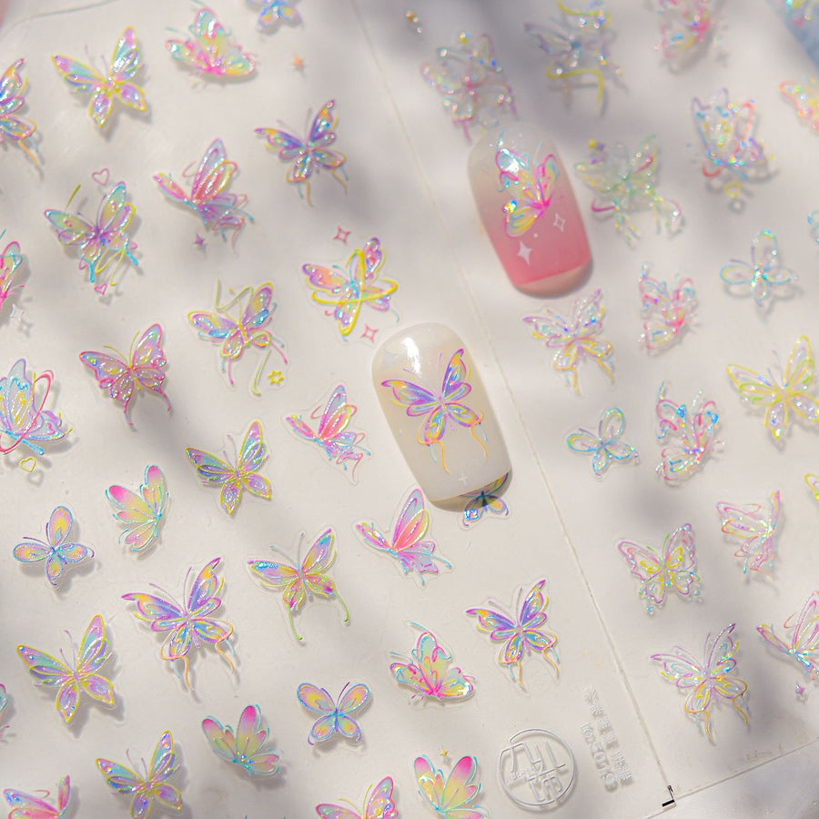 365nails: "무지개빛 홀로그램 나비" – 네일 아트 스티커