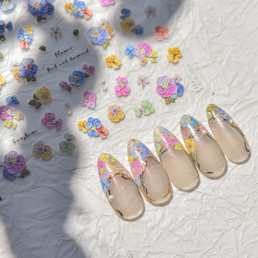 365nails: 水彩三色堇花 – 美甲貼紙