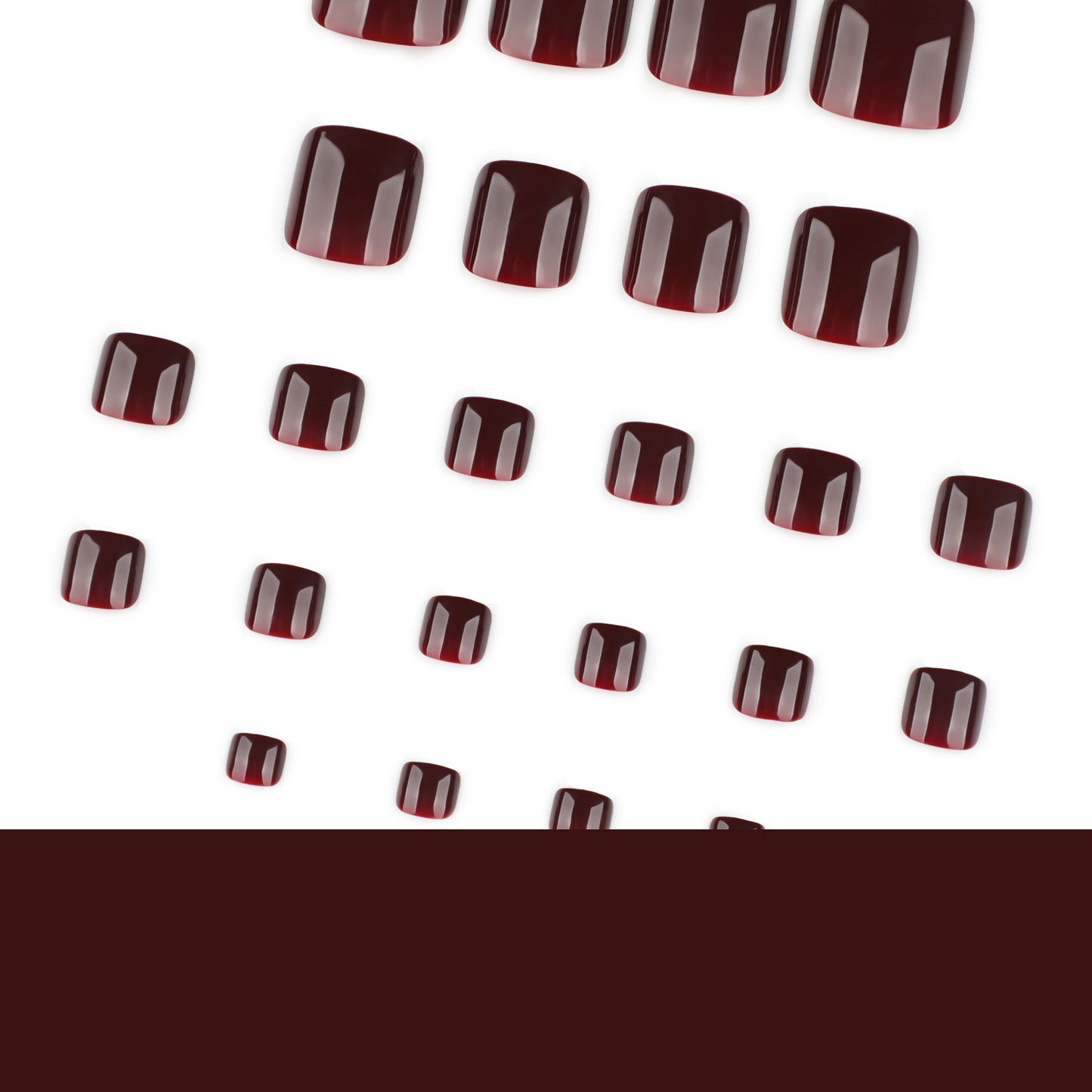 Burgundy press-on toenails - premium quality foot nail art