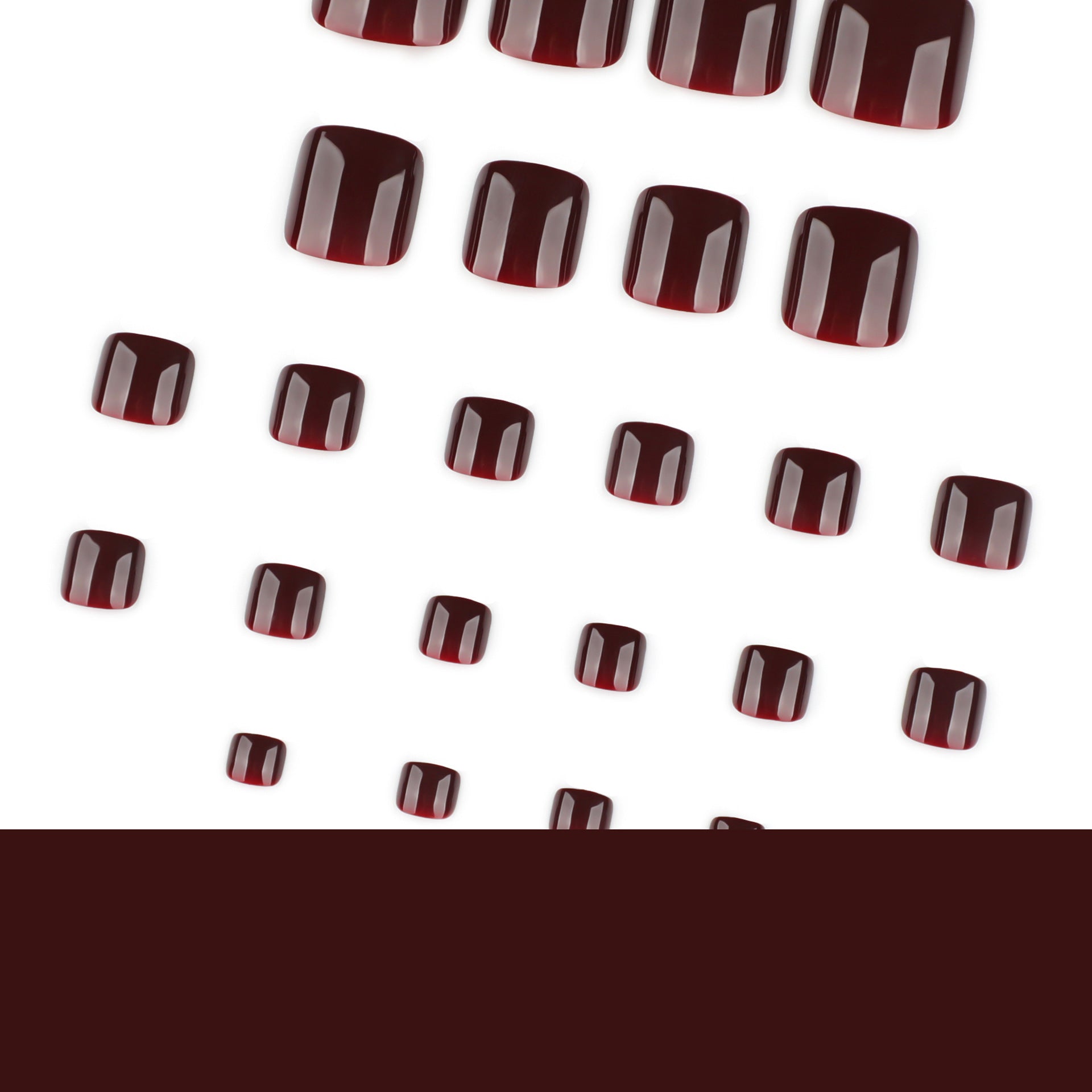 Burgundy press-on toenails - premium quality foot nail art