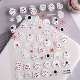 Cute Christmas Snowman Nail Art Sticker 5D Embossed Three-dimensional Santa Claus Elk Nail Sticker Ornament CA