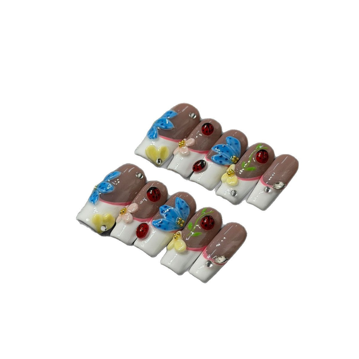365nails: "베리 블로썸" – 3D 플로럴 & 비드 수제 미디엄 아몬드형 네일