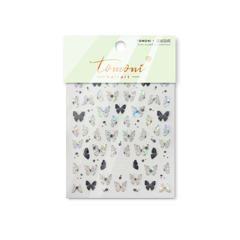Iridescent Butterfly: "Crystal Flutter" – 5D Crystal Diamond Nail Sticker