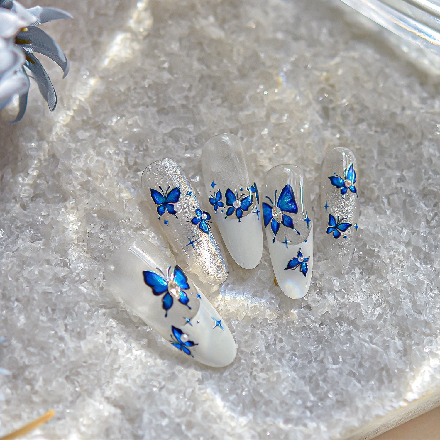 Sapphire Butterfly Collection: "Blue Morpho" – 3D Metallic Nail Sticker