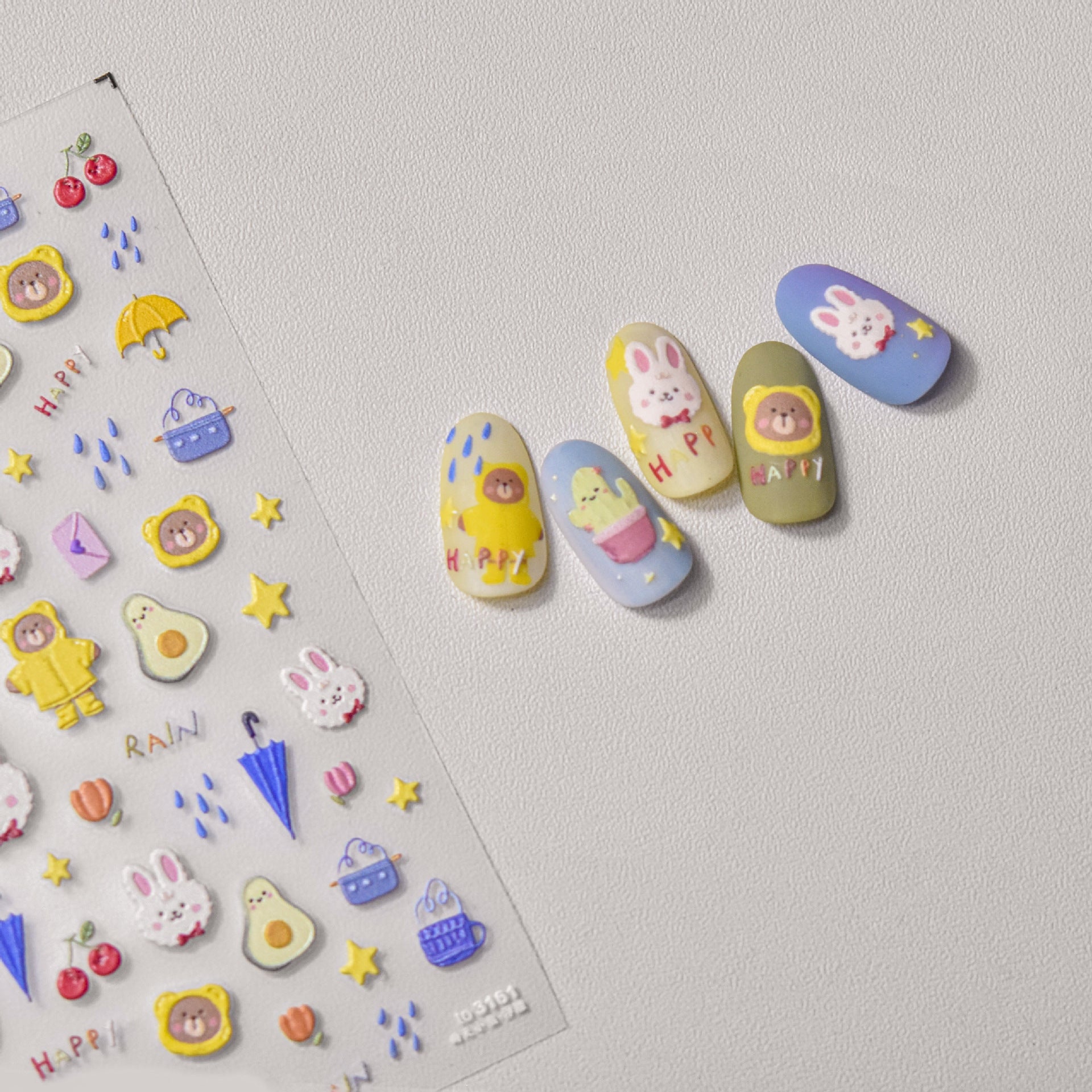 365nails: "Rainy Day Animal and Plant" – nail art stickers