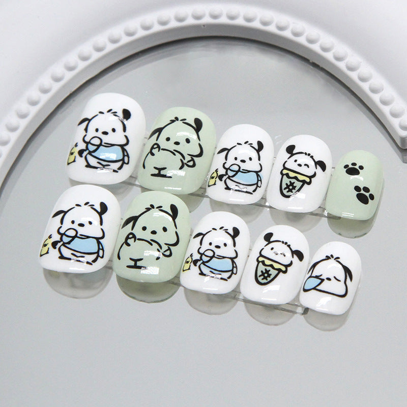 Scribbled puppy little yellow chicken super cute kids nails 24 pieces｜365nails