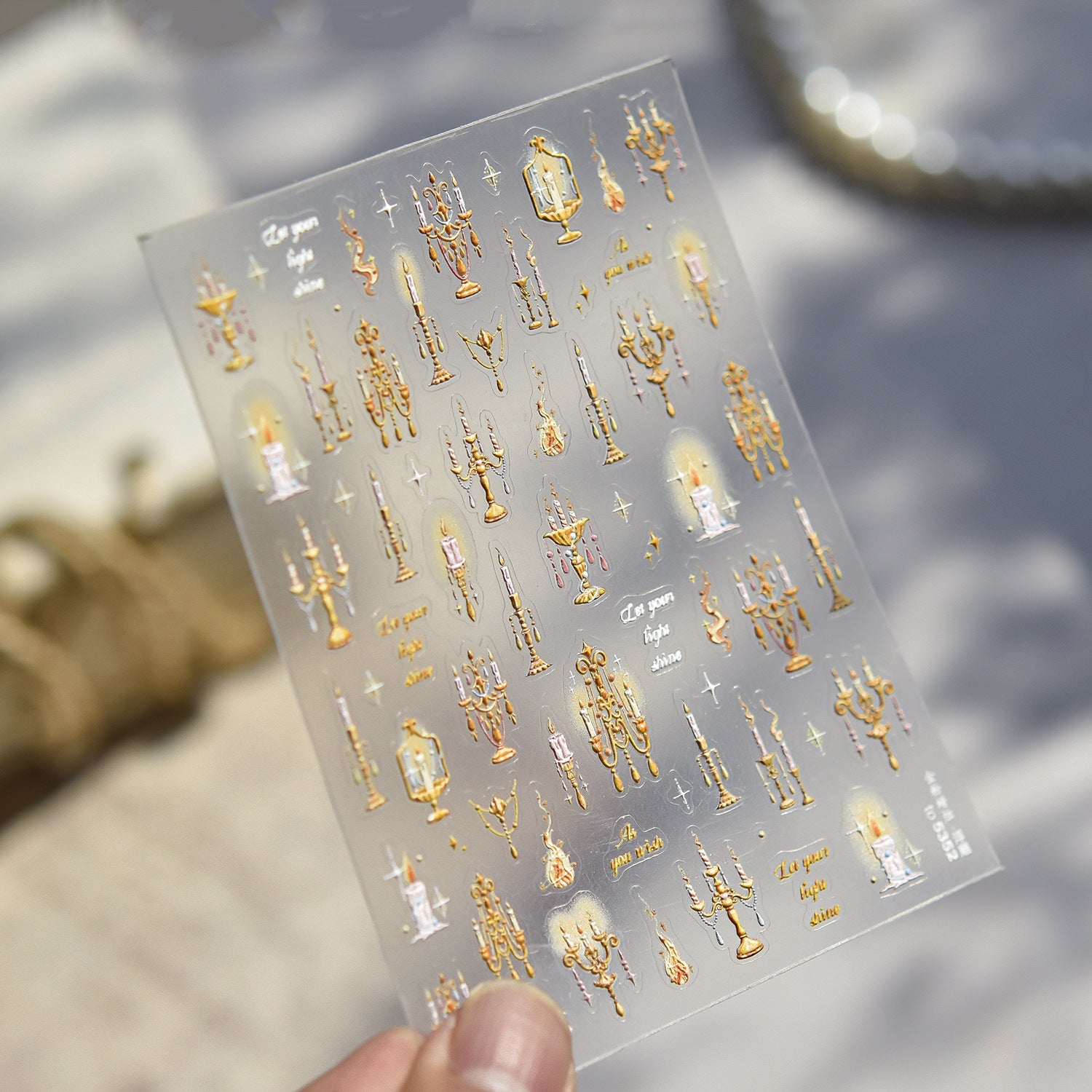 Vintage Candelabra Collection: "Gilded Candlelight" – 3D Metallic Nail Sticker