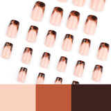 Autumn and winter popular French leopard print manicure medium and short square wearing armor press on nails nail piece removable