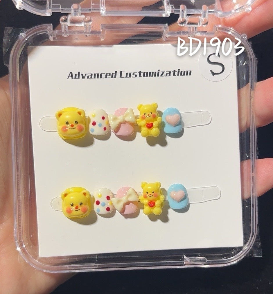 可愛迷你卡通兒童穿戴甲綜合盒