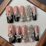 Black Star Crystal Luxury Press-On Nails