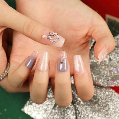 explosion Christmas fake nail piece Finished ballet nail French manicure sticker Nail sticker Removable wearable nail｜365nails