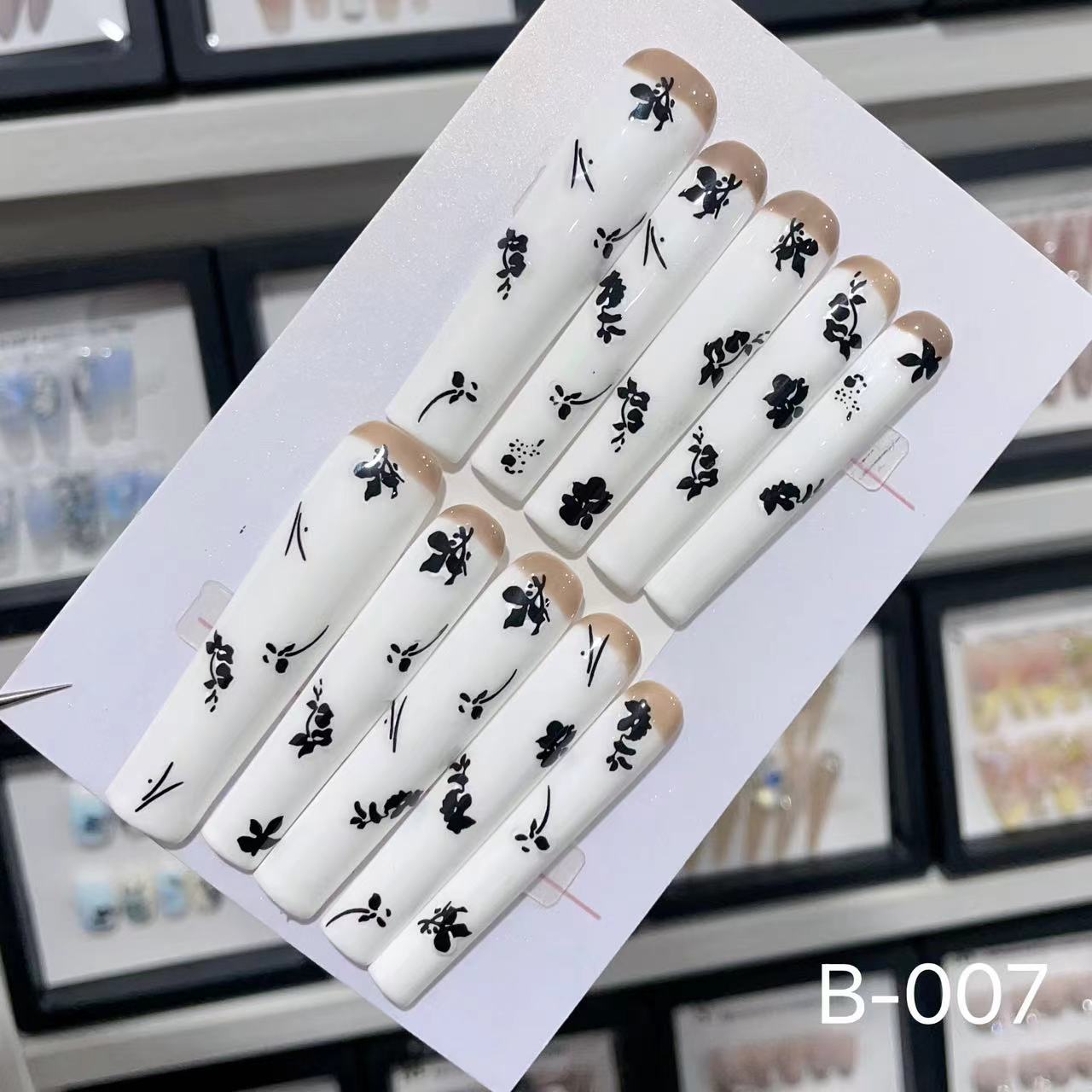 Extra Long 5.5cm Water Pipe Press-On Nails | Handmade Collection | Round Shape