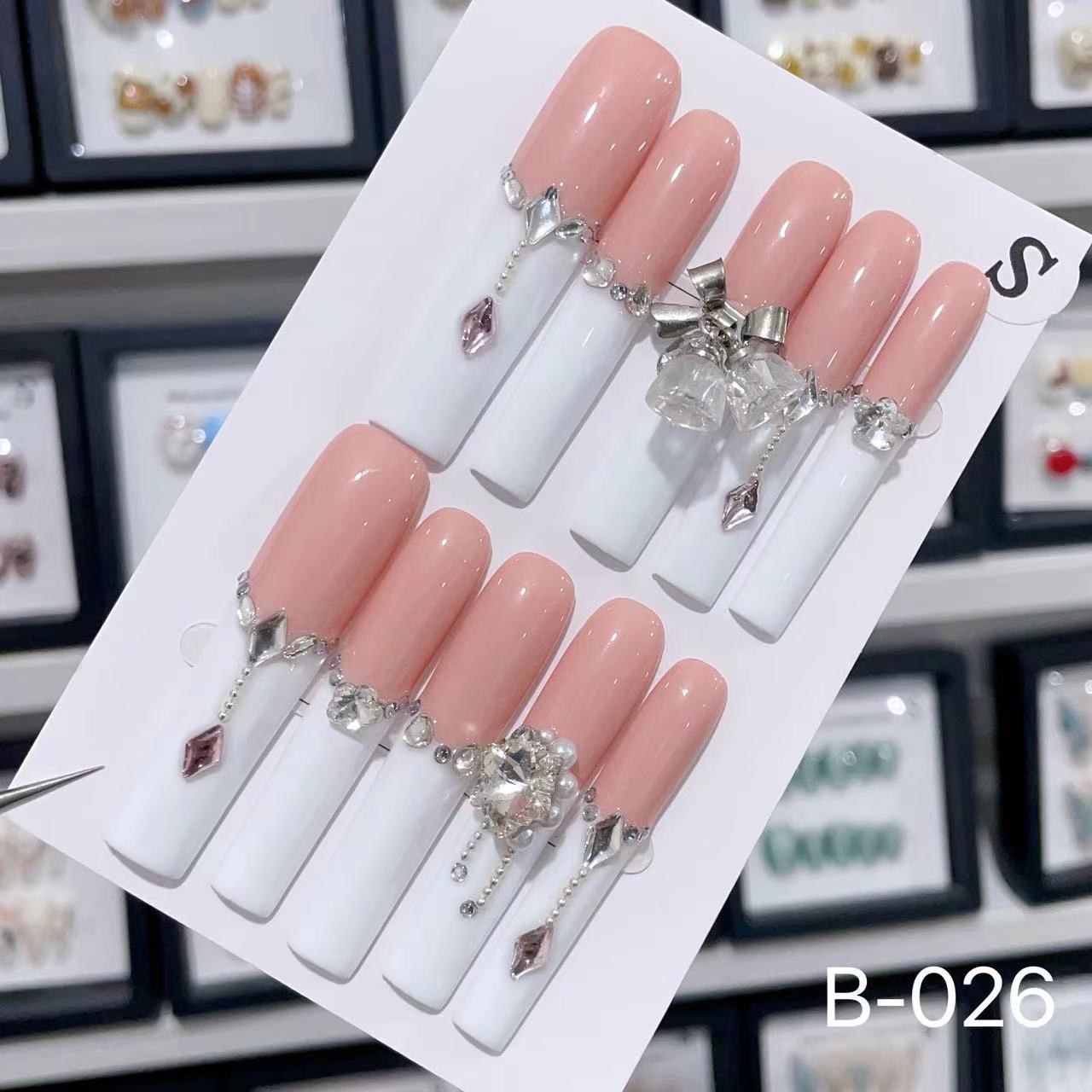 Extra Long 5.5cm Water Pipe Press-On Nails | Handmade Collection | Round Shape