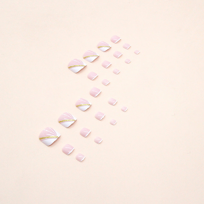 Polvo dorado simple blanco puro para uñas francesas a presión. Uñas francesas a presión para uñas de los pies. Tabletas para decoración de uñas de verano. 24 tabletas blancas francesas en caja. 365nails