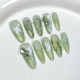 Summer fresh Handmade press on nails  gradual change relief butterfly medium and long ｜365nails