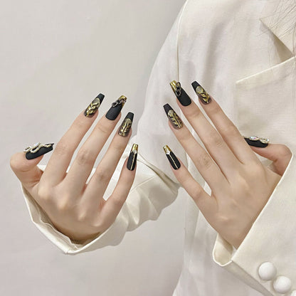 Midnight Spirit Snake handmade nails dark temperament style butterfly chain medium and long removable manicure | 365nails