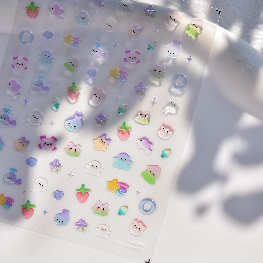 Summer Beach Treats: "Tropical Summer Dessert" – 5D Embossed Nail Sticker