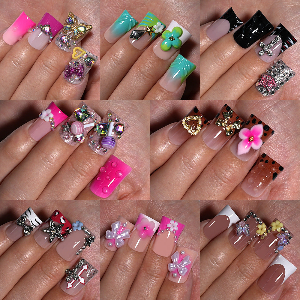 New duck bill nail wearing candy color lollipop duck bill shape  foreign trade hot nail press on nails (MOQ=3)