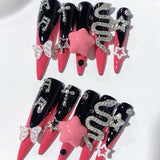 Dark Cherry Gothic Star Snake Extra Long Press On Nails