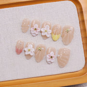 365nails-甜美綻放：櫻花貝殼 — 短款杏仁形手工製穿戴甲